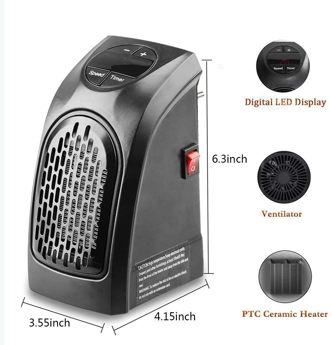 Small Electric Handy Compact Plug-in Room Heater