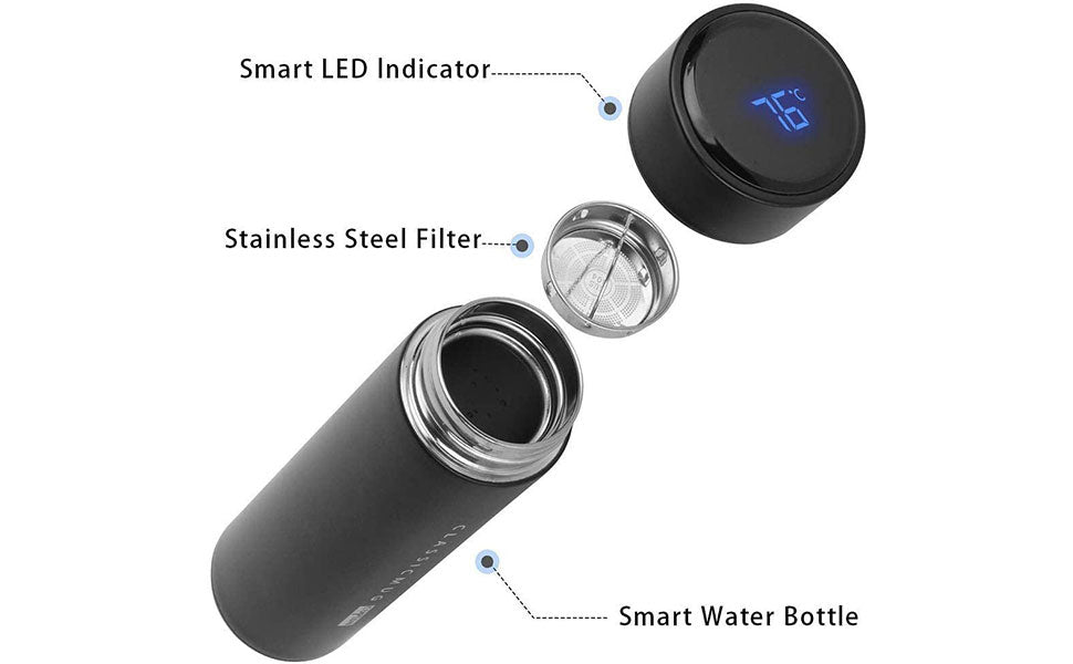 Hot & Cold Thermos Bottle with Temperature Display (500 ml, Multicolor)
