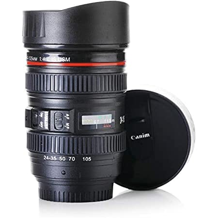 Camera Lens Shaped Coffee Mug Flask With Lid