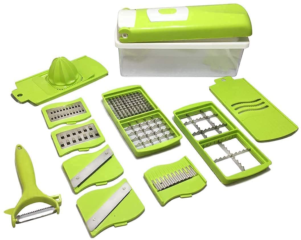 Vegitable Chopper 12-in-1 Jumbo Manual Vegetable Grater, Chipser and Slicer