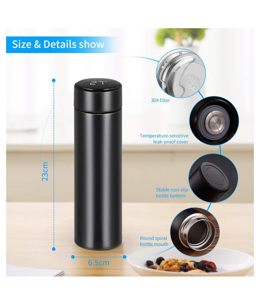 Hot & Cold Thermos Bottle with Temperature Display (500 ml, Multicolor)