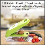 Vegitable Chopper 12-in-1 Jumbo Manual Vegetable Grater, Chipser and Slicer